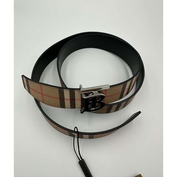 Burberry Men’s TB Monogram Motif Vintage Check Reversible Belt 85cm - Picture 5 of 9
